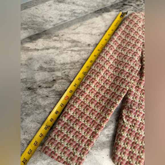 TALBOTS TWEED PINK BEIGE TAN WHITE ACCENT BUTTON UP BLAZER JACKET SIZE 4P - Picture 11 of 12